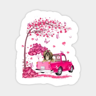 Valentine's Day Love Pickup Truck Shih Tzu Magnet