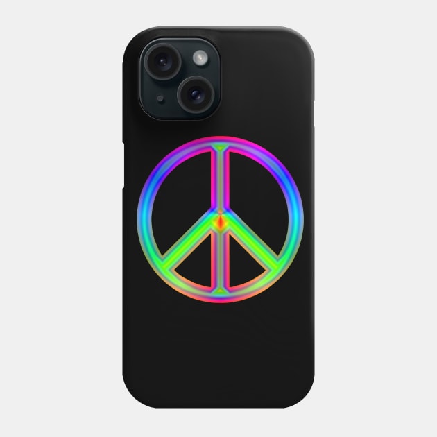 Rainbow Neon Peace Sign Phone Case by Art by Deborah Camp