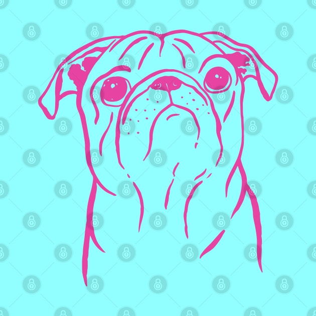 Pug (Cyan and Magenta) by illucalliart