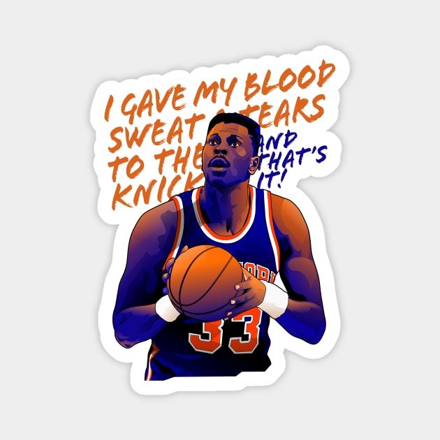 Patrick Ewing - Blood Sweat and Tears Magnet by dbl_drbbl