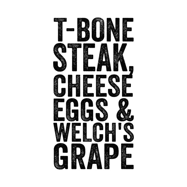 T-Bone Steak, Cheese Eggs & Welch's Grape - Text Style Black Font by Ipul The Pitiks