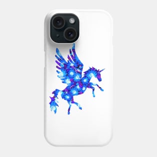Blue and Purple Flower Pattern Unicorn Pegasus Phone Case