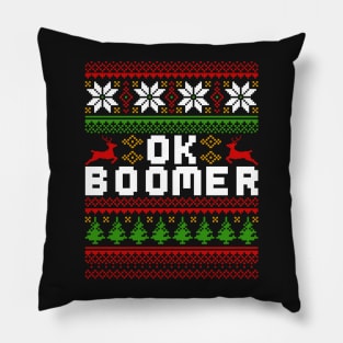 OK BOOMER Ugly Christmas Sweater Pillow