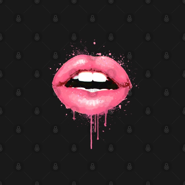 Pink Lips Mouth Love Kiss Print Sexy Girl by LotusGifts