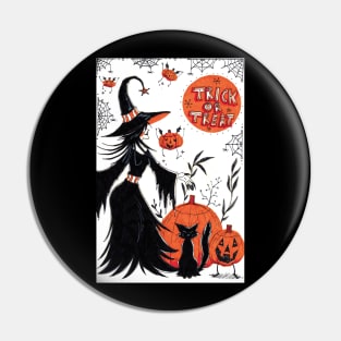 Trick or Treat Halloween Witch Pin