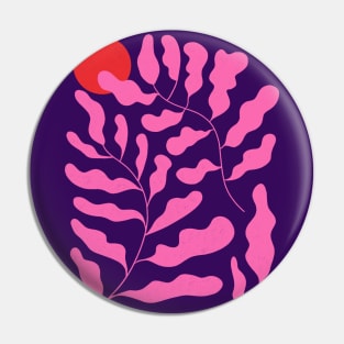 Funky Pink Purple Plants illustration. Abstract Matisse Inspired Art Pin