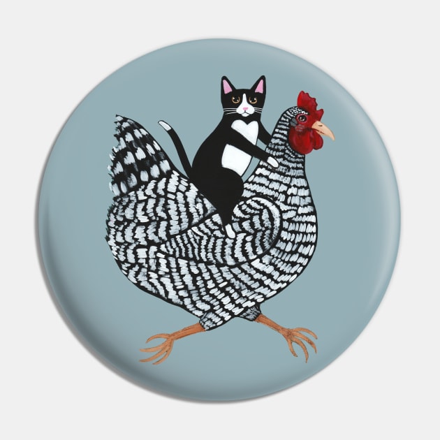 Tuxedo Cat on a Chicken Pin by KilkennyCat Art