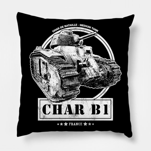 Char B1 French WW2 Tank Pillow by rycotokyo81