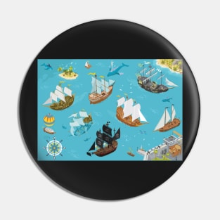 Pirat Bay and sail ships fantasy illustrations Pin