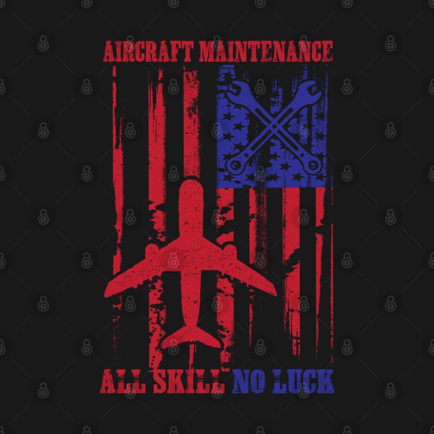 Patriotic Aircraft Mechanic Gift Design Flag And Airplane Print by Linco