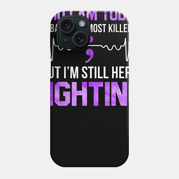 The Battles Almost Killed Me I Am Still Here Fighting Alzheimers Awareness Peach Ribbon Warrior Phone Case by celsaclaudio506