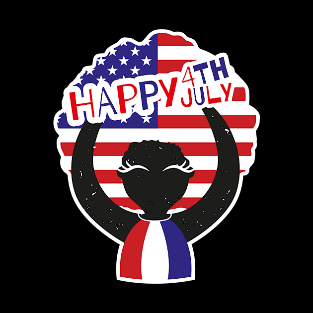 Happy 4th of July, Afro girl t-shirt by Riczdodo