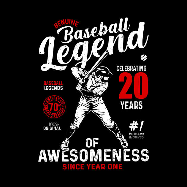 20th Birthday Gift Baseball Legend 70 Years by Nonoushop