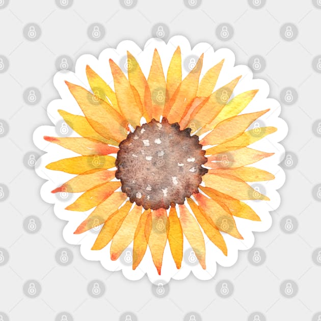 Watercolor Sunflower Magnet by lauraroman