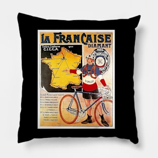 La Francaise Diamant Vintage Competing Tour De France Bicycle Racing Print Pillow