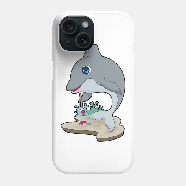 Dolphin Painter Paintbrush Painting Phone Case by Markus Schnabel