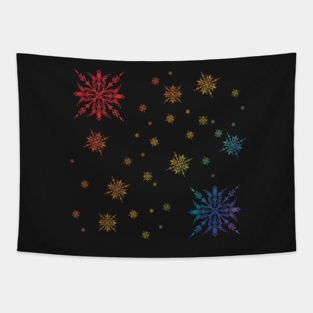 Colourful snow flake pattern Tapestry by Xatutik-Art