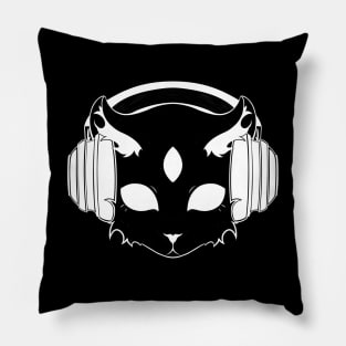 Cat with Headphones Pillow