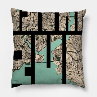 Istanbul, Turkey City Map Typography - Vintage Pillow