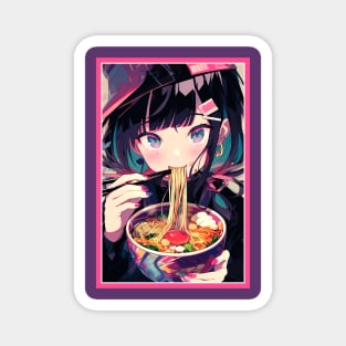 Cute Anime Girl |  Ramen Noodles | Hentaii Chibi Kawaii Design Magnet