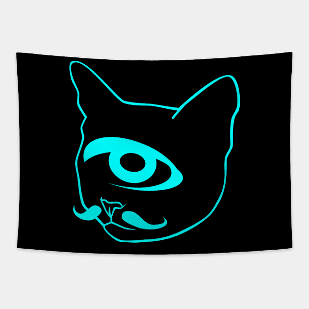 Cyclops Neon Cat Tapestry by FromBerlinGift