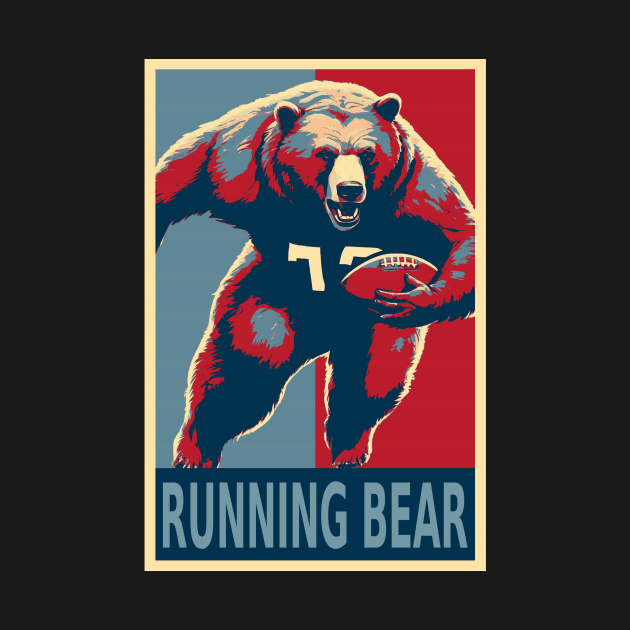Running Bear (Back) American Football Bear HOPE by DesignArchitect
