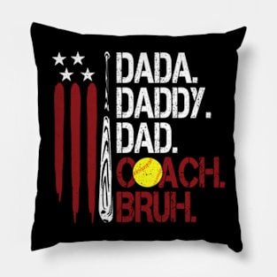 Dada Daddy Dad Coach Bruh Softball Dad Pillow