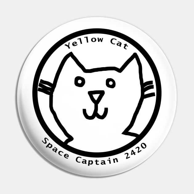 Portrait of Space Captain Yellow Cat Outline Pin by ellenhenryart