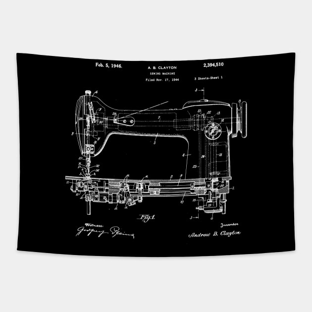 Sewing machine Patent / sewing lover gift idea / sewing machine present / old sewing machine Tapestry by Anodyle