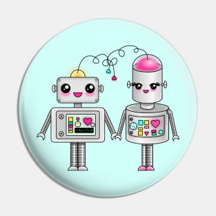 Cute robots in love Pin