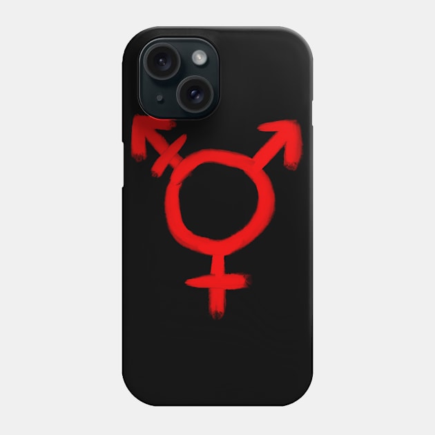 Trans Symbol - Red Paint Phone Case by winwinshirt