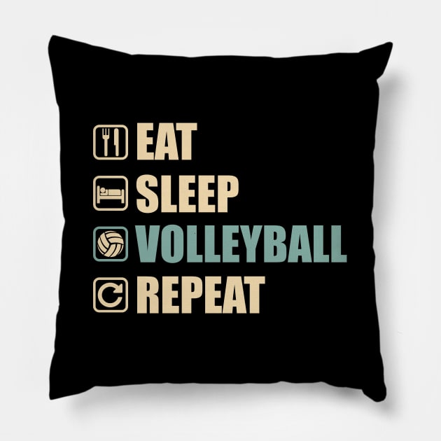 Eat Sleep Volleyball Repeat - Funny Volleyball Lovers Gift Pillow by DnB