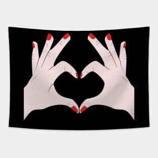 Hands Making Heart Shape Love Sign Language Valentine's Day Tapestry