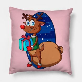 Rudolph brings Gifts Pillow