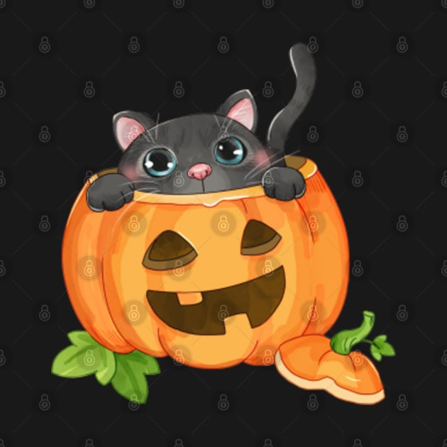 halloween cartoon cat and pumpkin by YousifAzeez