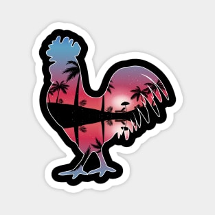 Chicken Beautiful Sunset Beach Palm Tree Magnet