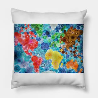 Spirograph World Map: a Patterned Spirograph Collage Pillow