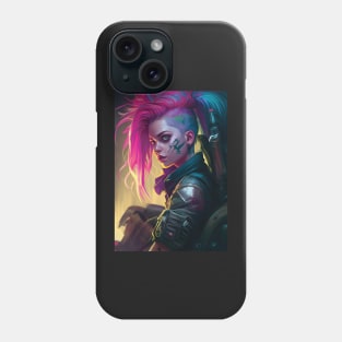 Cyberpunk Girl | Post-apocalyptic | Anarchist Streetwear | Punk Fashion | Colorful Punk Artwork | Tattoos and Piercings | Paint Splash Phone Case