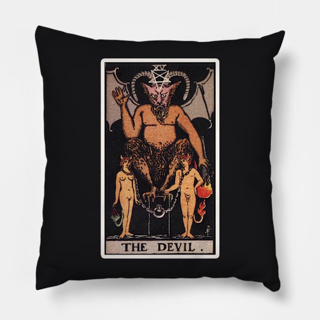 XV The Devil Tarot Card Pillow by visionarysea