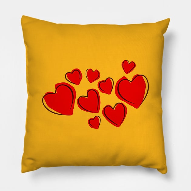 Red Hearts Pillow by Emart