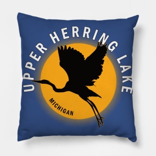 Upper Herring Lake in Michigan Heron Sunrise Pillow