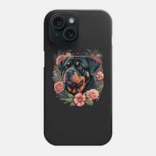 Rottweiler Dog and Flowers Phone Case