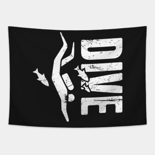 DIVE | Distressed Scuba Diving Design Tapestry