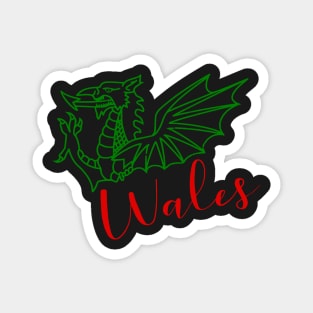 WALES RED DRAIG GOCH RED DRAGON GREEN Magnet