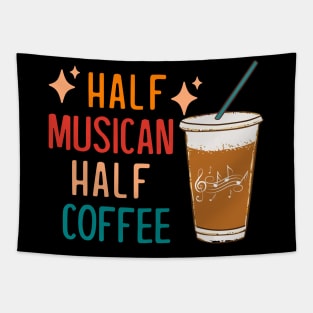 Half Musician Half Coffee Musician Gift Funny Musician Tapestry