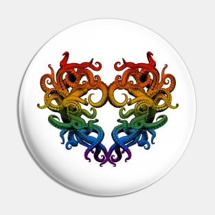 Tentacle Heart ~ Rainbow Pin