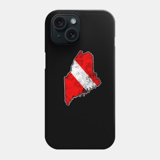 Maine Dive Flag Scuba Diving State Map Dive Flag Distressed Phone Case