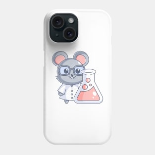 Cute mouse scientist with eyeglasses cartoon Phone Case