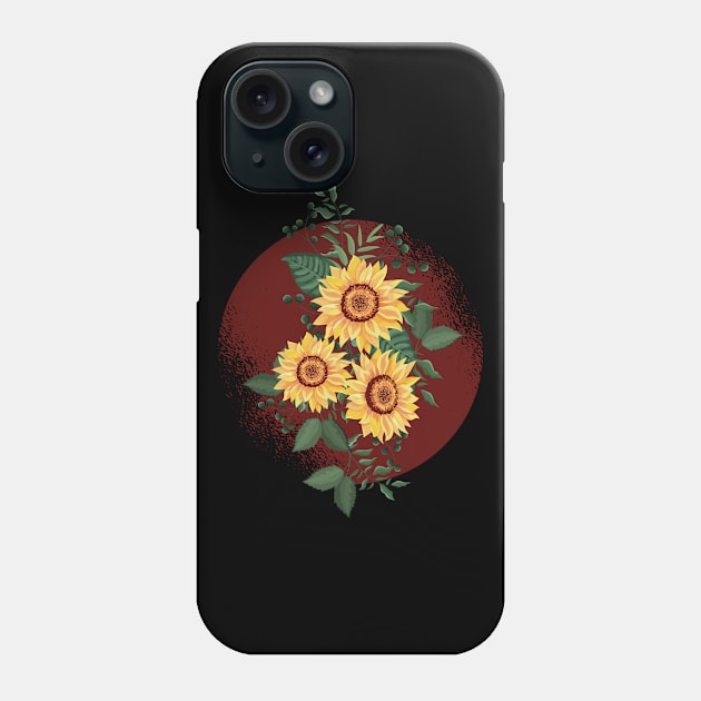 Yellow Sunflower Floral Watercolor Positivity Phone Case by TeddyTees