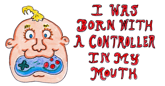 I Was Born With a Controller in My Mouth Kids T-Shirt by ConidiArt